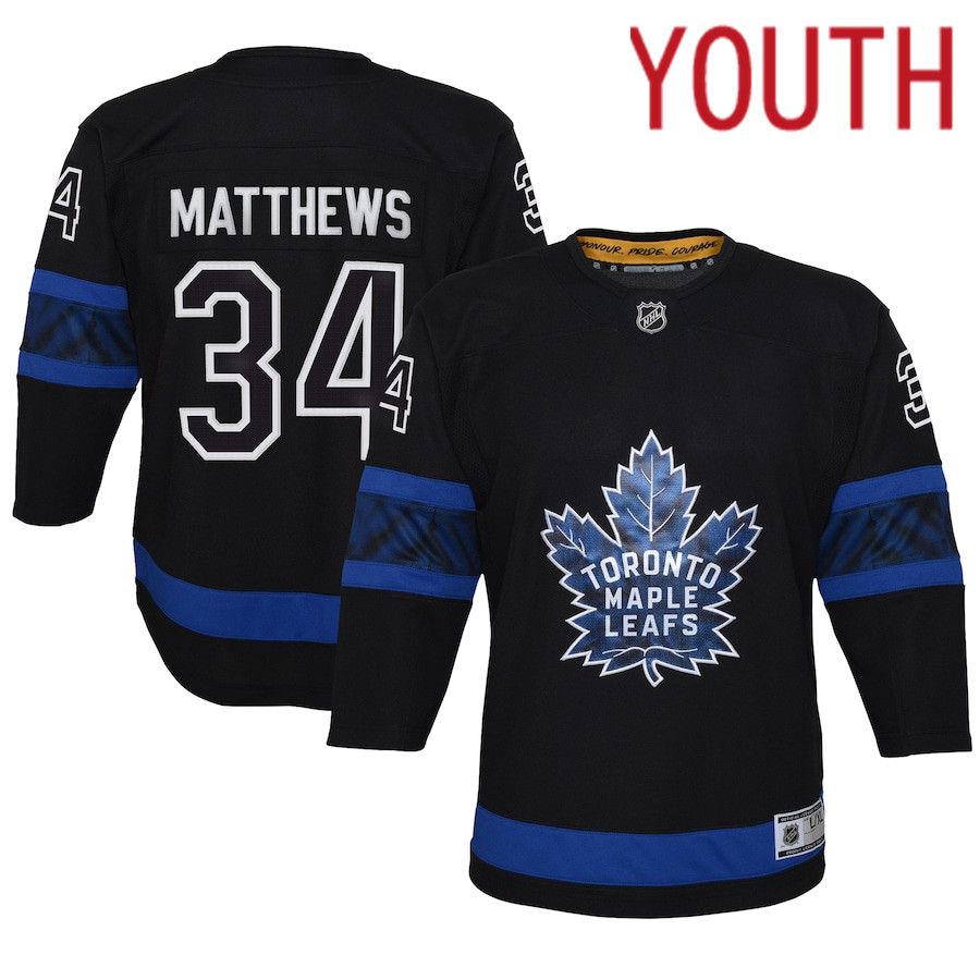 Youth Toronto Maple Leafs #34 Auston Matthews Black Alternate Premier Player NHL Jersey